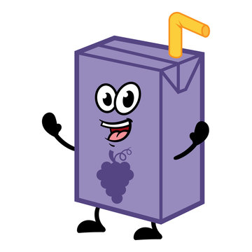 Cartoon Grape Juice Box Character