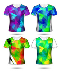  t-shirt templates abstract geometric collection of different colors polygonal mosaic