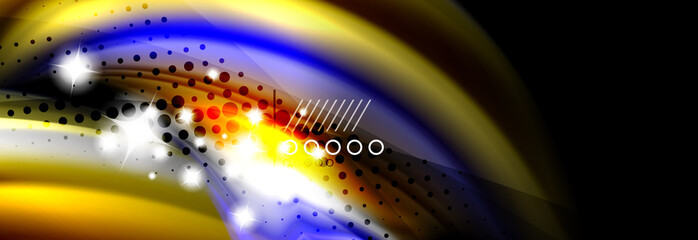 Rainbow color fluid wave lines flow poster. Wave Liquid shapes design