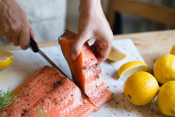 Fresh salmon with dill food photography recipe idea
