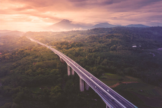 Salatiga tollway at sunset time