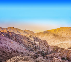 Lanscape of Petra mountains on a sunny day