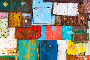 old rusty metal background texture. grunge texture of colorful old paint surface