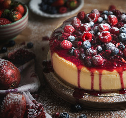 Cheesecake covered with mixed berries