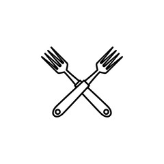 crossed forks, cutlery icon. Element of kitchen utensils icon for mobile concept and web apps. Detailed crossed forks, cutlery icon can be used for web and mobile