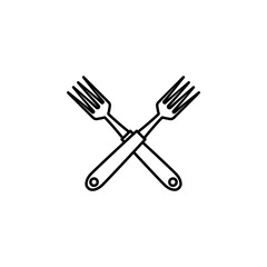crossed forks, cutlery icon. Element of kitchen utensils icon for mobile concept and web apps. Detailed crossed forks, cutlery icon can be used for web and mobile