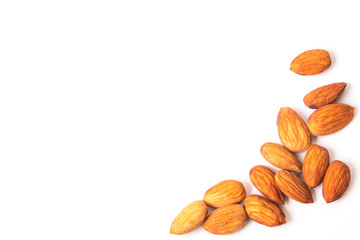 Almond isolated,Clipping path,top view white background