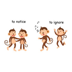 Opposite to ignore and to notice vector illustration