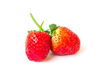 fresh red strawberry isolated on white background and clipping path