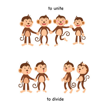 Opposite to unite and to divide vector illustration