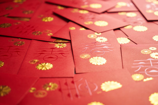 Red packet background , Chinese new year wish concept .
