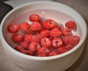 Mix of berries washed with water