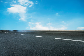 Fototapeta premium Sky Highway Asphalt Road and beautiful sky sunset scenery