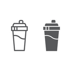 Bottle shaker line and glyph icon, drink and container, cup sign, vector graphics, a linear pattern on a white background.