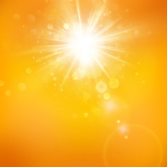 Enjoy the sunshine. Warm day light. Summer background with a hot sun burst with lens flare. EPS 10