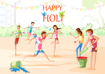 Fototapeta premium Indian people celebrating festival of Color Holi