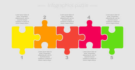 Puzzle Five Pieces Part for Business Presentation.