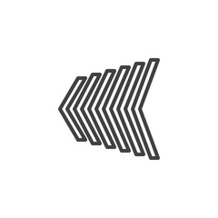 Left direction arrows line icon. linear style sign for mobile concept and web design. Backward arrows outline vector icon. Symbol, logo illustration. Pixel perfect vector graphics