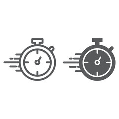 Stopwatch line and glyph icon, watch and countdown, timer sign, vector graphics, a linear pattern on a white background.