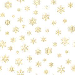 Merry Christmas holiday decoration effect. Golden snowflake seamless pattern. EPS 10