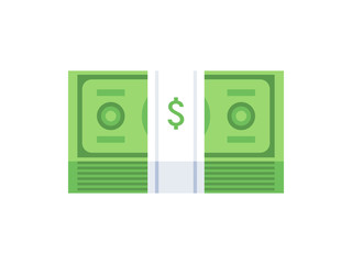 Stack of cash dollar bills. Paper money icon. Flat design. Vector illustration