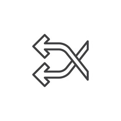 Shuffle crossing arrows line icon. linear style sign for mobile concept and web design. Aleatory arrows outline vector icon. Symbol, logo illustration. Pixel perfect vector graphics