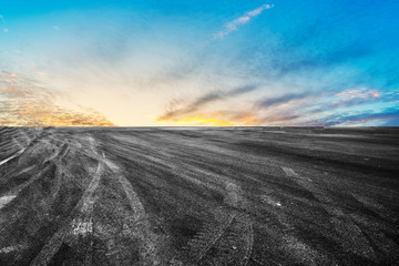 Sky Highway Asphalt Road and beautiful sky sunset scenery