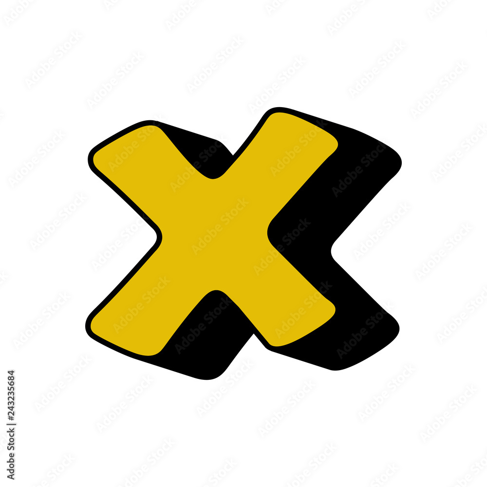 Poster cross, multiplication sign, 3d icon. element of 3d color alphabet for mobile concept and web apps. d