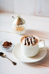 cup of hot cocoa drink, hot chocolate with whipped cream