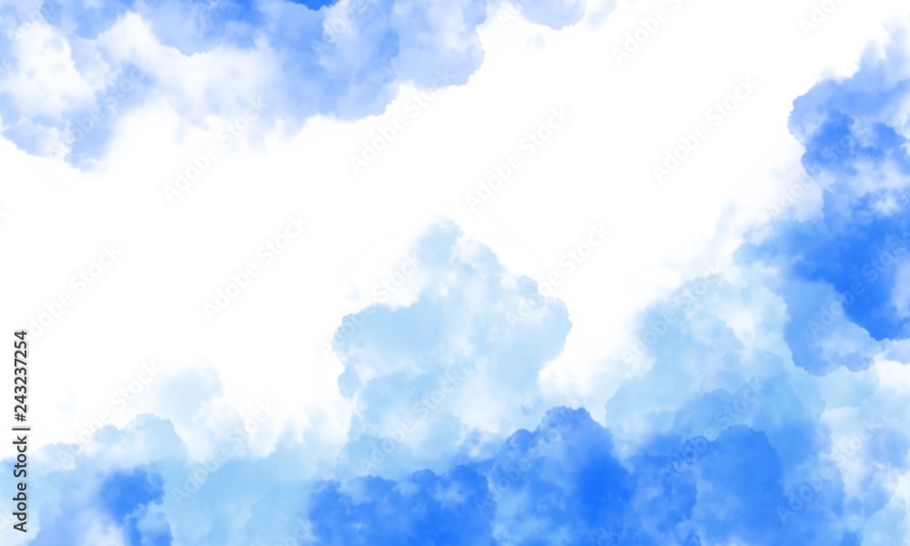 Wall mural abstract background with blue clouds and space for text