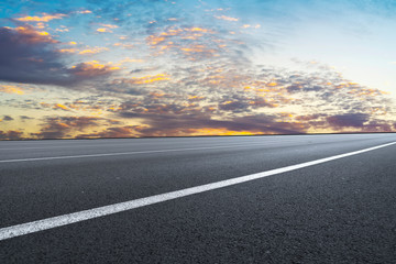 Sky Highway Asphalt Road and beautiful sky sunset scenery