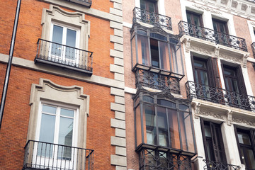 Beautiful classic traditional european architecture on the streets of the famous capital of Spain - Madrid