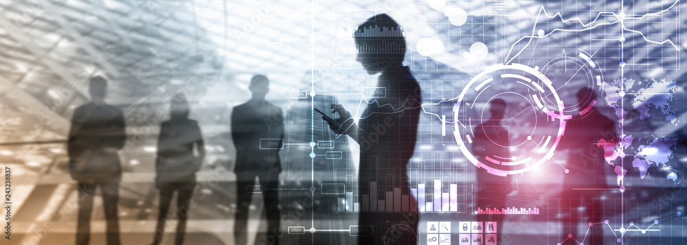 Aufkleber business intelligence bi key performance indicator kpi analysis dashboard transparent blurred backgr