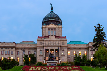 Montana State Capitol Building after sunset