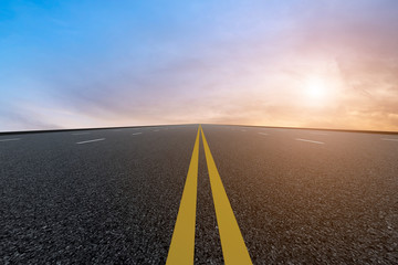 Air highway asphalt road and beautiful sky scenery