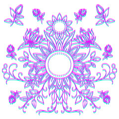 Linear pattern of flowers, floral ornament 