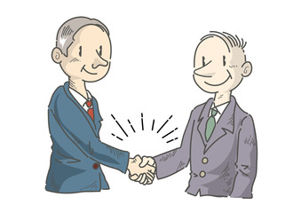 握手するビジネスマン・カラー漫画