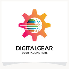 Fototapeta na wymiar Digital Gear Logo Design Template Inspirations