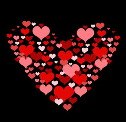 Obraz na płótnie Canvas Vector illustration with red love hearts