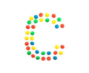 Multicolored alphabet from children's mosaic letter C