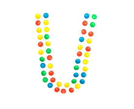 Multicolored alphabet from children's mosaic letter U