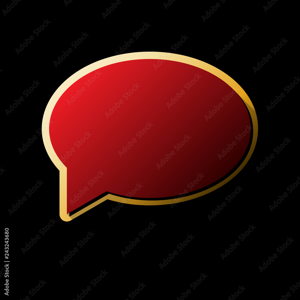 Poster speech bubble icon. vector. red icon with small black and limitl