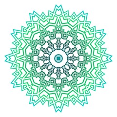 Green color Mandala, tribal ethnic ornament. Vector illustration. Islamic arabic indian pattern. For fashion print