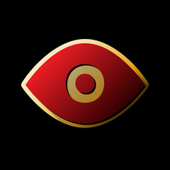 Eye sign illustration. Vector. Red icon with small black and lim