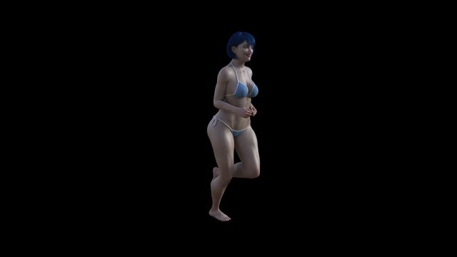 Woman Body Run Cycle Adult for Your Projects Run Fat Burn Related to Health, Medicine, Therapy, Surgery, Psychology, Life, Energy, etc Included Rendered Loopable Clips 4K QT MOV PNG + Alpha Channel 
