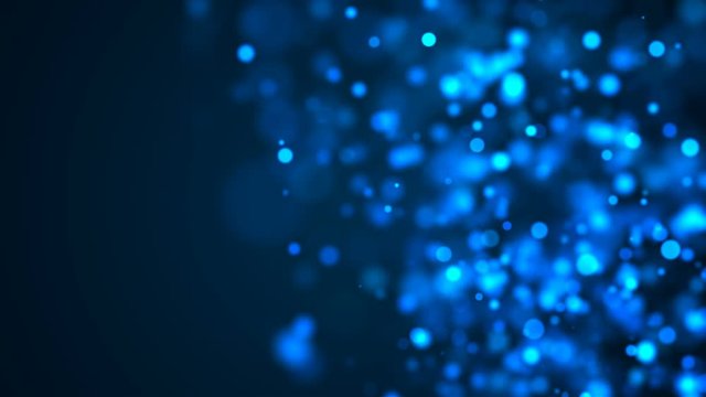 Beautiful blue glowing bokeh, shallow depth of field, computer generated abstract background, 3D rendering backdrop