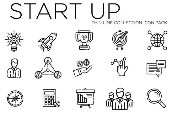 Start up thin line collection icon