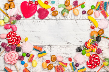 Candies, lollipops, jelly worms