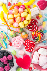 Candies, lollipops, jelly worms