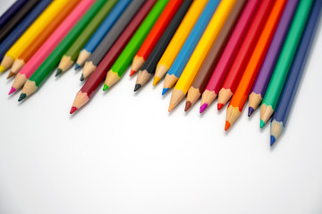 Color pencils isolated on white background.Close up